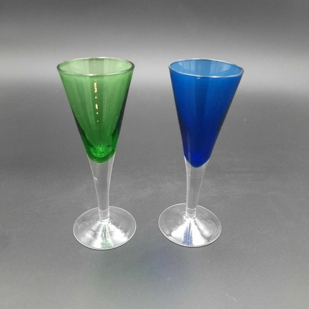 Vintage Glass Martini Cocktail Glasses Set Of 2‎